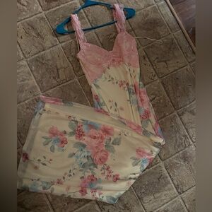 Blue Blush Pastel Floral Maxi Skirt